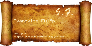 Ivanovits Fülöp névjegykártya